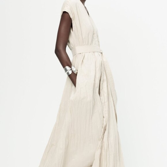 ZARA ZW COLLECTION BELTED WRINKLED DRESS - Picture 2 of 5